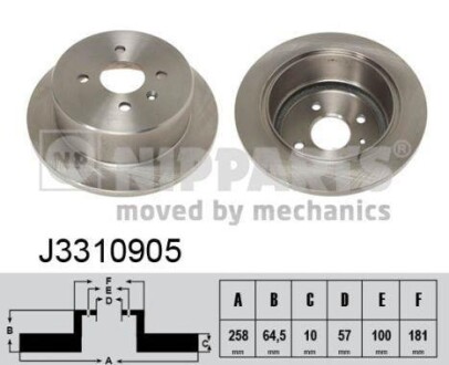 Гальмiвний диск - (9631256O, 96549630, 9654963O) NIPPARTS J3310905