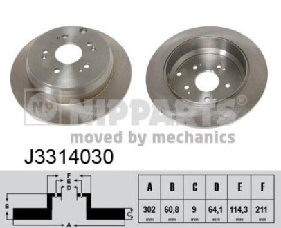 Тормозной диск - (42510T1GG00, 42510T1GG01) NIPPARTS J3314030