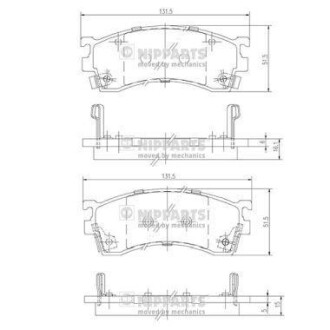 Комплект тормозных колодок, дисковый тормоз - NIPPARTS J3603038