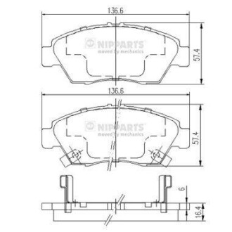 Комплект тормозных колодок, дисковый тормоз - NIPPARTS J3604033