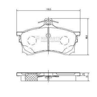 Комплект тормозных колодок, дисковый тормоз - NIPPARTS J3605037