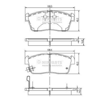 Комплект тормозных колодок, дисковый тормоз - NIPPARTS J3608021