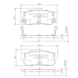 Комплект тормозных колодок, дисковый тормоз - NIPPARTS J3611034