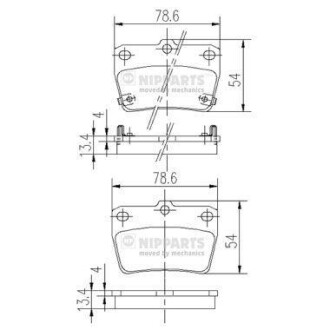 Комплект тормозных колодок, дисковый тормоз - NIPPARTS J3612020