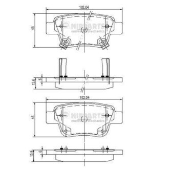 Комплект тормозных колодок, дисковый тормоз - NIPPARTS J3612030