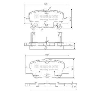 Комплект тормозных колодок, дисковый тормоз - NIPPARTS J3612033