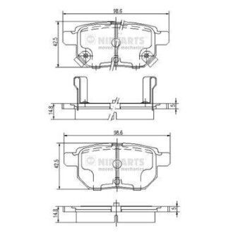 Комплект тормозных колодок, дисковый тормоз - NIPPARTS J3612034