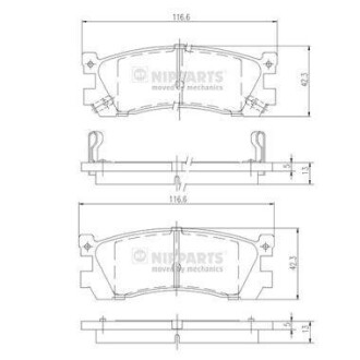 Комплект тормозных колодок, дисковый тормоз - (lcy12643z, joy12643zb, lby02643z) NIPPARTS J3613005