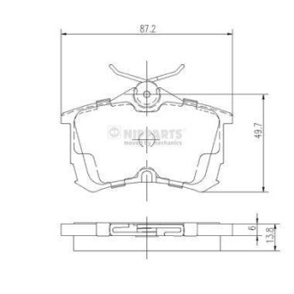 Комплект тормозных колодок, дисковый тормоз - NIPPARTS J3614015