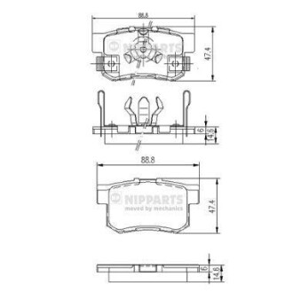 Комплект тормозных колодок, дисковый тормоз - NIPPARTS J3614017