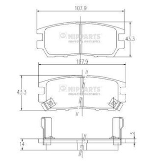 Комплект тормозных колодок, дисковый тормоз - NIPPARTS J3615005