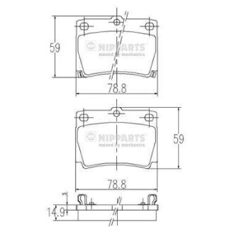 Комплект тормозных колодок, дисковый тормоз - NIPPARTS J3615011