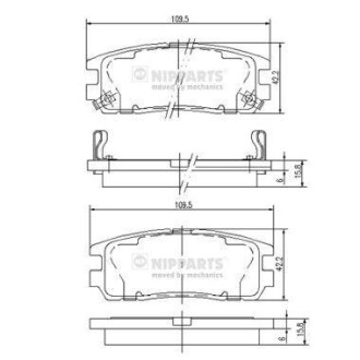 Комплект тормозных колодок, дисковый тормоз - NIPPARTS J3619001