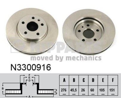 Тормозной диск - (13502045, 509069, 13502044) NIPPARTS N3300916