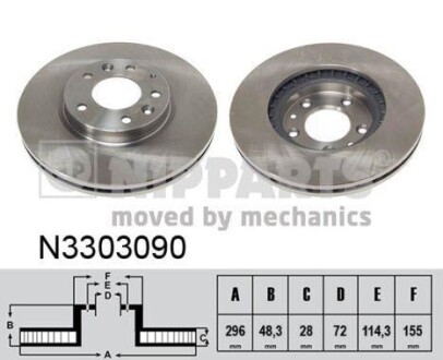 Тормозной диск - (l2063325X, L2063325XA, L2143325X) NIPPARTS N3303090 (фото 1)