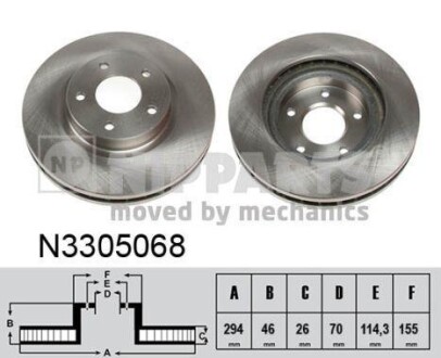 Тормозной диск - (5105514AA, 1607500580, 1610623080) NIPPARTS N3305068