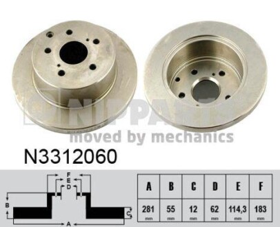 Тормозной диск - (424310R010, 4243142060, 424310R020) NIPPARTS N3312060