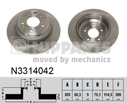 Тормозной диск - (42510TL0G50, 42510TL0G51) NIPPARTS N3314042 (фото 1)