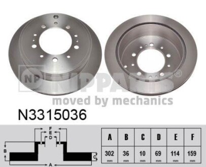 Диск гальмівний - (4615A125, 1609901080, 4615A168) NIPPARTS N3315036