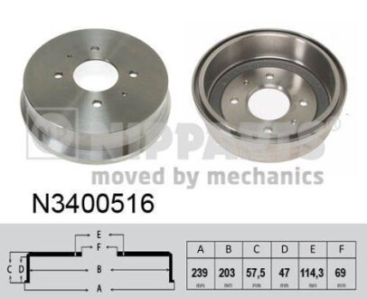 Тормозный барабан - (4615A012, A4544230101, 4544230101) NIPPARTS N3400516