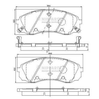 Комплект тормозных колодок, дисковый тормоз - NIPPARTS N3600329