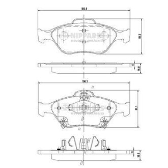 Комплект тормозных колодок, дисковый тормоз - NIPPARTS N3602130