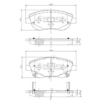 Комплект тормозных колодок, дисковый тормоз - NIPPARTS N3602135