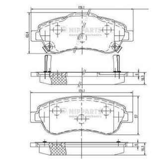 Комплект тормозных колодок, дисковый тормоз - NIPPARTS N3604066