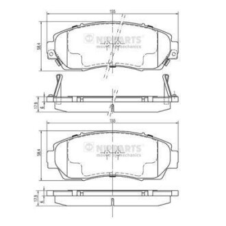 Колодки передние Honda CR-V, Acura RDX - (45022T0AA01, 45022SHJA00, 45022SHJA50) NIPPARTS N3604073 (фото 1)