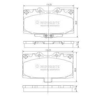 Комплект тормозных колодок, дисковый тормоз - NIPPARTS N3607022