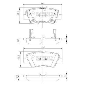 Комплект тормозных колодок, дисковый тормоз - NIPPARTS N3610311