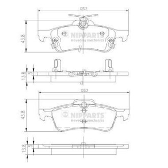 Комплект тормозных колодок, дисковый тормоз - NIPPARTS N3612036