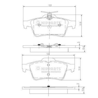 Комплект тормозных колодок, дисковый тормоз - NIPPARTS N3613022