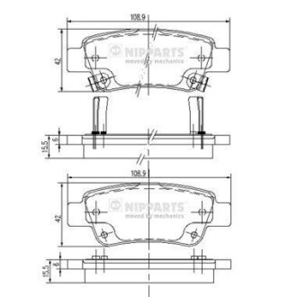 Комплект тормозных колодок, дисковый тормоз - NIPPARTS N3614019