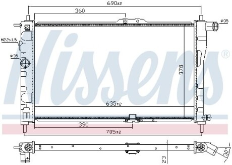 Радіатор охолодження DAEWOO NEXIA (94-) - (961448470000, 96144847) NISSENS 61651A