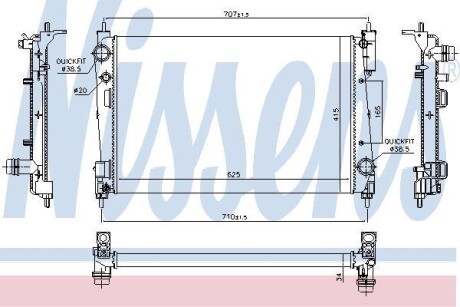 Радиатор, охлаждение двигателя - NISSENS 61915