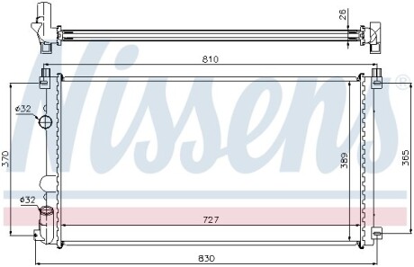 Радиатор, охлаждение двигателя - (2140000Q0H, 2140000Q0K, 2140000QA6) NISSENS 63824A