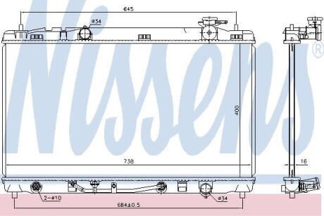 Радіатор охолодження TOYOTA CAMRY (XV4) (07-) 2.4 i - (1640028630, 1640028631, 164000H210) NISSENS 646844