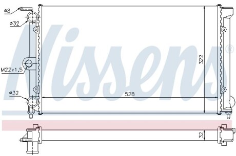 Радіатор охолодження VW PASSAT B2 (80-) 1.6-1.8 - (321121253BM, 321121253T, 871121251A) NISSENS 651111