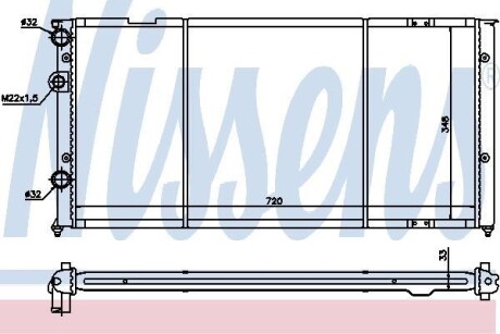 Радіатор охолодження VW PASSAT B3 (88-) 1.6-2.8 - (357121251, 357121251B, 357121251C) NISSENS 652491