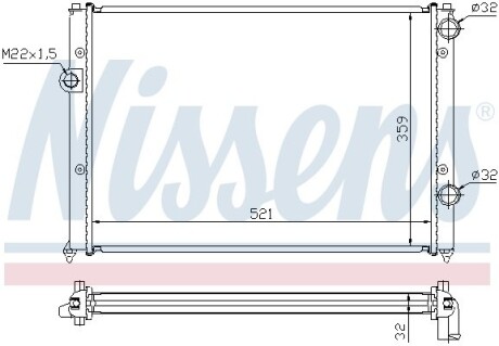 Радіатор охолодження - (3A0121253, 3A0121253B) NISSENS 652511