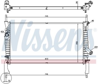 Фото 3 - Радиатор охлаждения двигателя NISSENS 69225