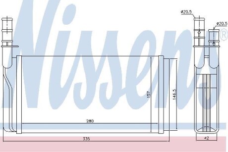 Радіатор пічки - ((60805074, 82420113, 82420112, 71743143, 71768657)) NISSENS 70011