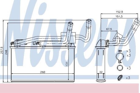 Радиатор отопителя BMW E70/E71 3.0-5.0/3.0D-5.0D 07- - (64116968203) NISSENS 70529