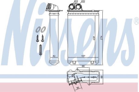 Теплообменник, отопление салона - (6448J8) NISSENS 71152