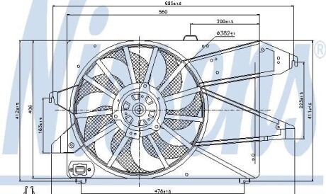 Вентилятор охолодження двигуна - (95BB8C607AG, F8RZ8C607GE) NISSENS 85191