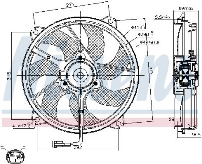 Вентилятор, охлаждение двигателя - (1250G1, 1250G2, 1250G4) NISSENS 85606