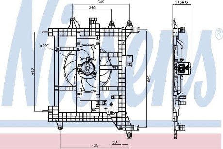 Вентилятор радиатора RENAULT DUSTER 1.6/2.0 -A/C 10- - (8200880554) NISSENS 85711