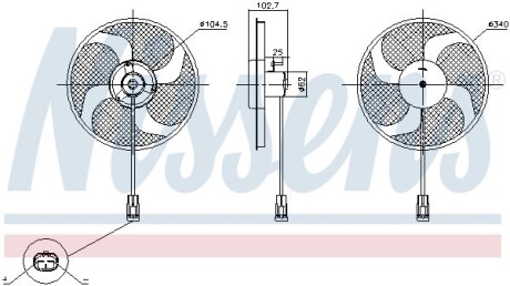 Вентилятор радіатора Citroen Berlingo/Peugeot Partner 1.1-2.0D 96- - NISSENS 85947