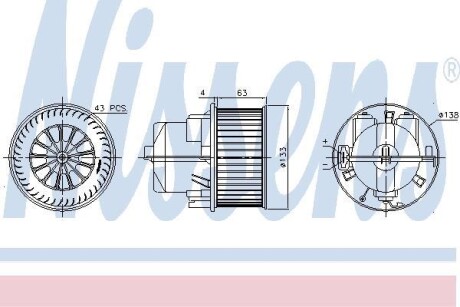 Вентилятор салона - (lr016627, lr010387, lr009738) NISSENS 87223